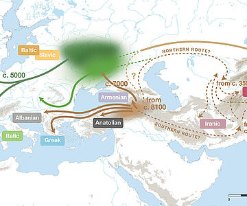Karte der Ausbreitung indogermanischer Sprachen