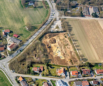 Luftbildaufnahme der Grabung
