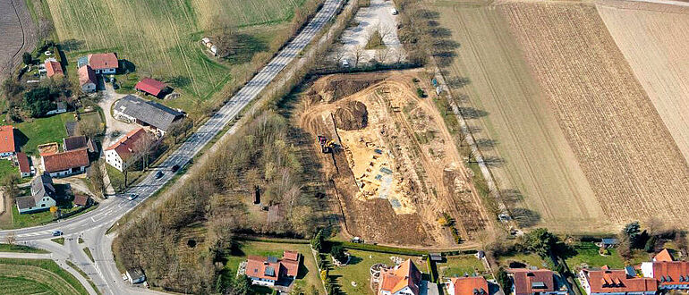 Luftbildaufnahme der Grabung