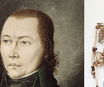 Das Porträt zeigt den "Schinderhannes". Genetische Analysen ermöglichten nun auch die Bestimmung seiner tatsächlichen Augen-, Haar- und Hautfarbe – sowie die eindeutige Identifizierung seines Skeletts