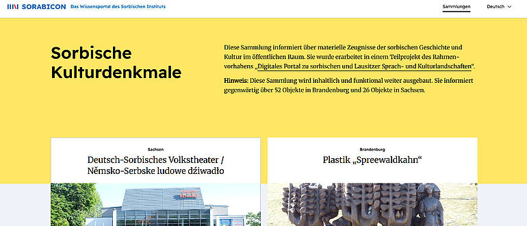 Screenshot Sorbische Kulturdenkmale Screenshot Sorbische Kulturdenkmale