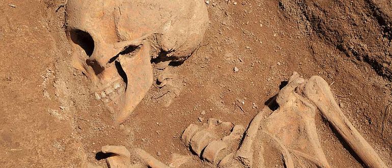 Menschliche Überreste von der Grabung in Toshbuloq, Usbekistan