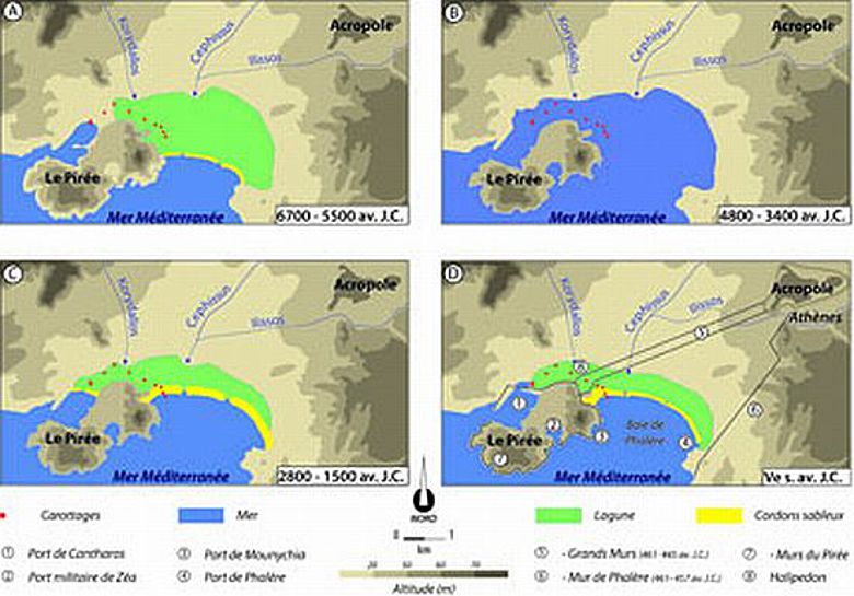 Entwicklung der Küstenlandschaft zwischen Athen und Piräus