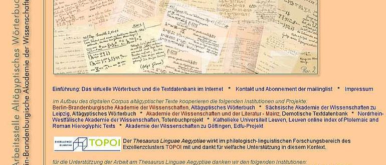 Startseite "Thesaurus Linguae Aegyptiae"