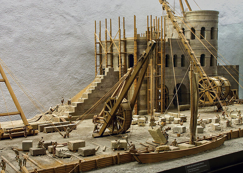 Errichtung des Legionslagers Castra Regina (Modell im Historischen Museum Regensburg)