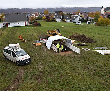 Das Grabungsgelände in Balgheim (Landkreis Tuttlingen) 