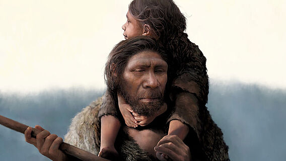 Neandertalervater mit seiner Tochter