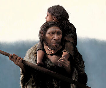 Neandertalervater mit seiner Tochter