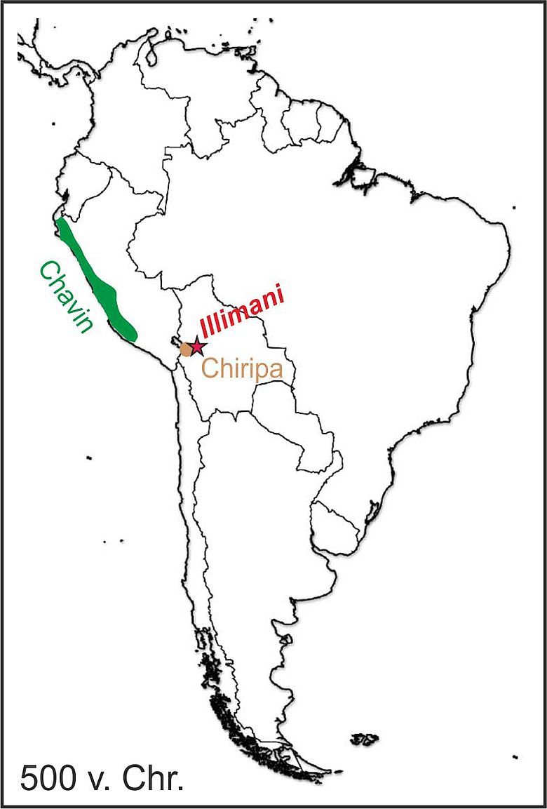 Karte: Chavin- und Chiripa-Kulturen in Südamerika um 500 v. Chr.