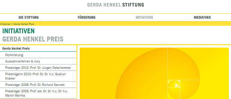 Gerda Henkel Preis (Homepage Screenshot)