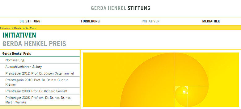 Gerda Henkel Preis (Homepage Screenshot)