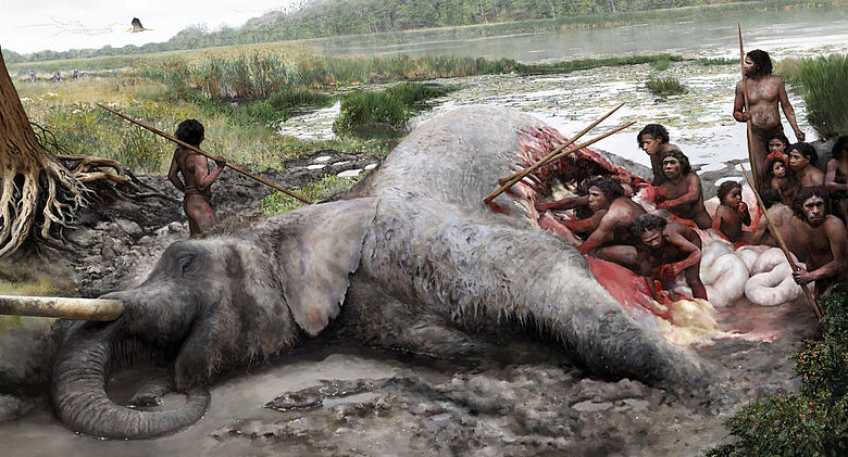 Neandertaler zerlegen Elefanten Neandertaler zerlegen Elefanten