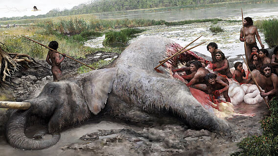 Neandertaler zerlegen Elefanten Neandertaler zerlegen Elefanten