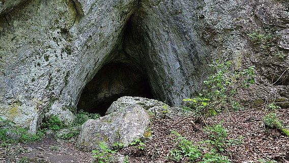 Der Eingang zur Höhle "Haus" am Rosenstein