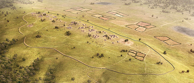 Neolithische Siedlung auf dem Kapellenberg (Rekonstruktion)