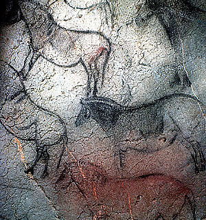 Eiszeitliche Pferdedarstellungen (Foto: Heinrich Wendel, Neanderthalmuseum Mettmann, NHM Wien)