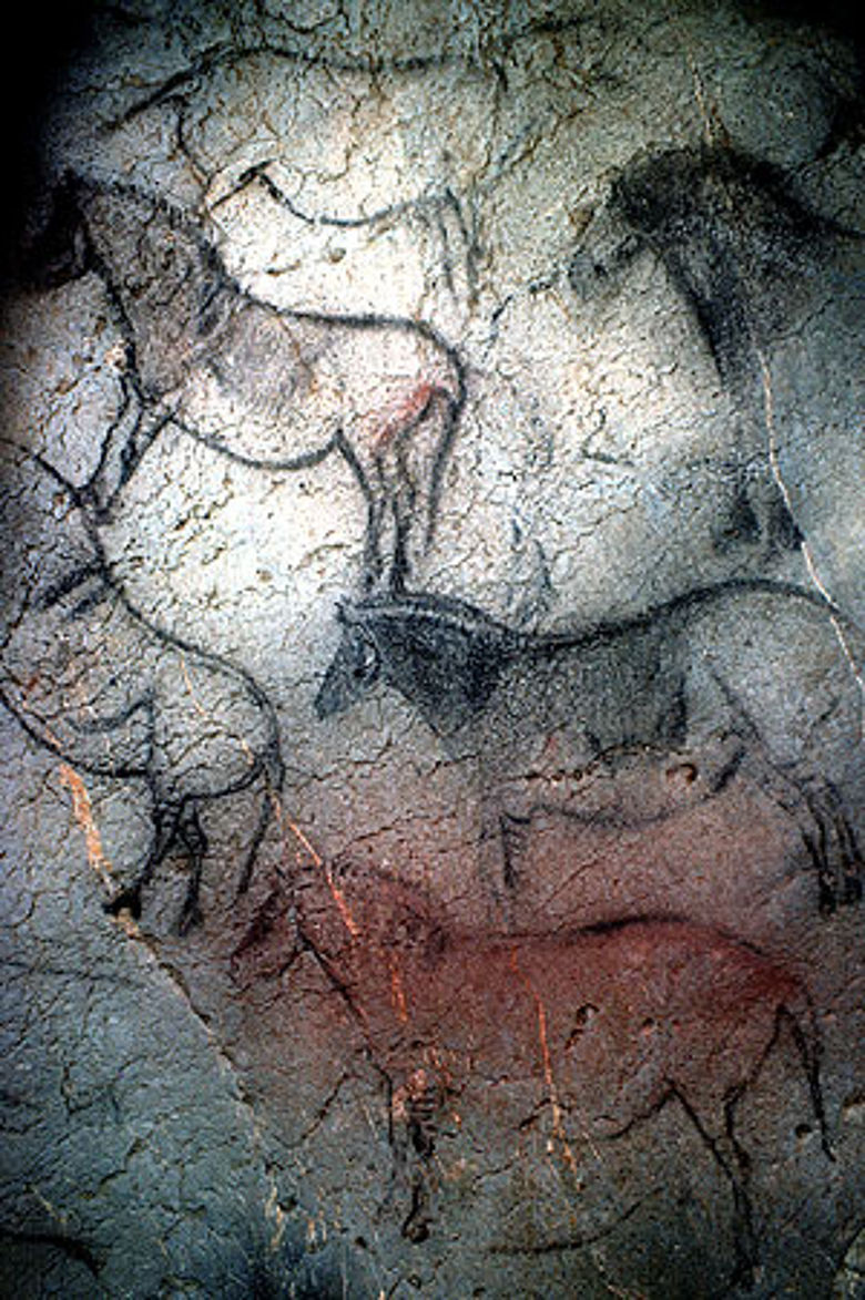 Eiszeitliche Pferdedarstellungen (Foto: Heinrich Wendel, Neanderthalmuseum Mettmann, NHM Wien)