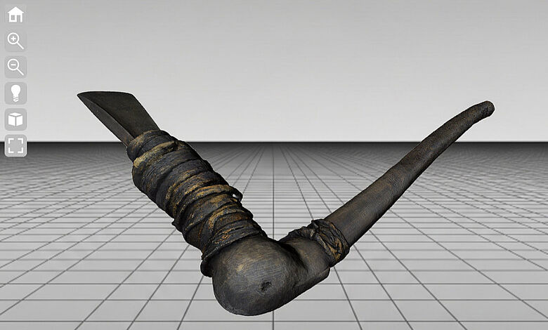 Ötzis Bronzebeil als 3D-Modell