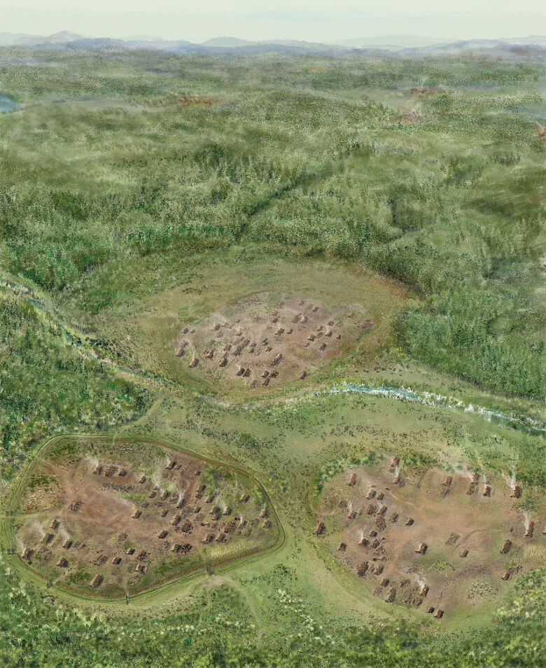 Zeichnung der neolithischen Dörfer von Vrable