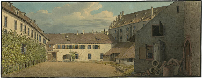 Aquarell der Klostergebäude von Johann Jakob Schneider aus dem 19. Jahrhundert Aquarell der Klostergebäude von Johann Jakob Schneider aus dem 19. Jahrhundert
