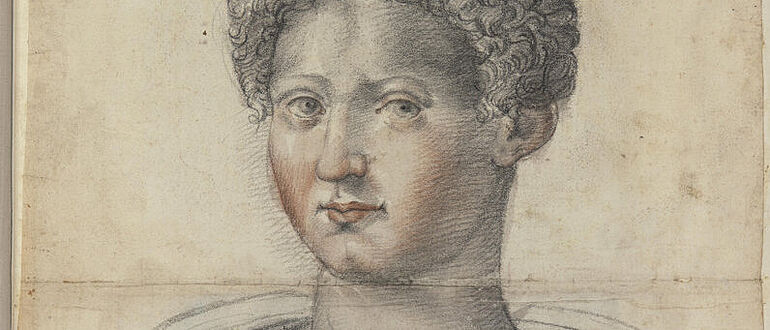 Zeichnung einer antiken Frauenbüste