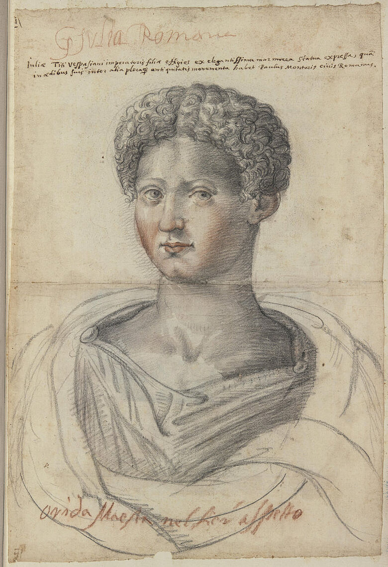 Zeichnung einer antiken Frauenbüste