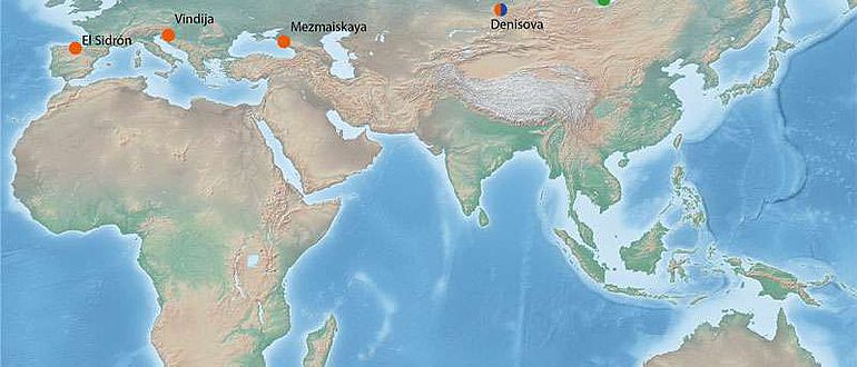 Übersichtskarte der Fundorte von Fossilien aus dem Pleistozän