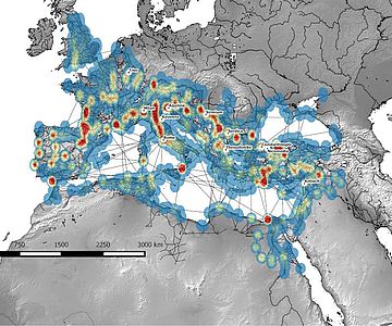 Netzwerkmodell der See-, Fluss- und Landrouten im Römischen Reich, 1.-5. Jh. n. Chr.