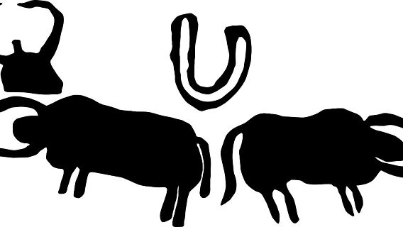 Stiere auf Felstableau (Umzeichnung) Stiere auf Felstableau (Umzeichnung)