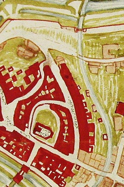 Ausschnitt aus dem sog. Brandplan der Stadt Herford aus dem Jahr 1638