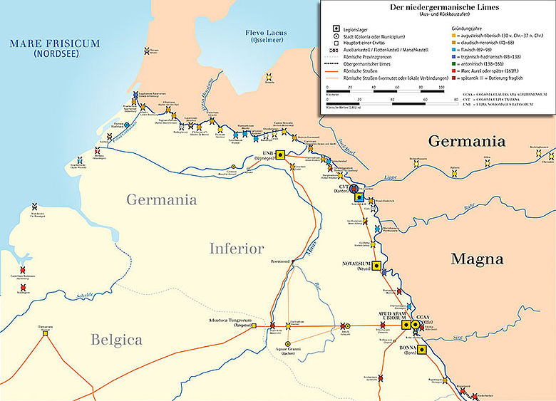 Karte des Niedergermanischen Limes