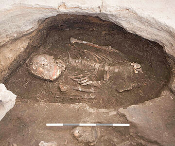 Skelett mit bemaltem Schädel