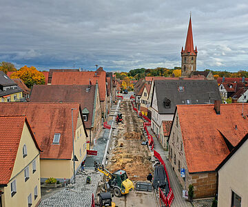 Würzburger Straße bei Entdeckung des Bohlenweges