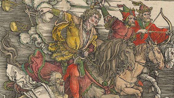 Ausschnitt aus: Albrecht Dürer, Die vier apokalyptischen Reiter.