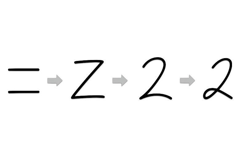 Illustration zur Entwicklung der Schreibweise der Zahl "2". Bild: Christian Casey