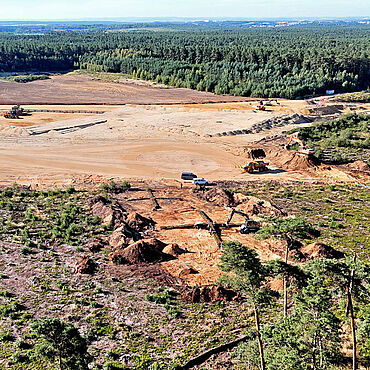 Drohnenaufnahme der Grabungsfläche