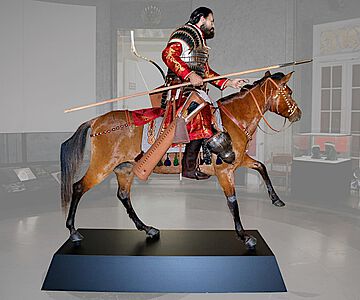 Rekonstruktion eines berittenen Awaren-Kriegers in Rüstung