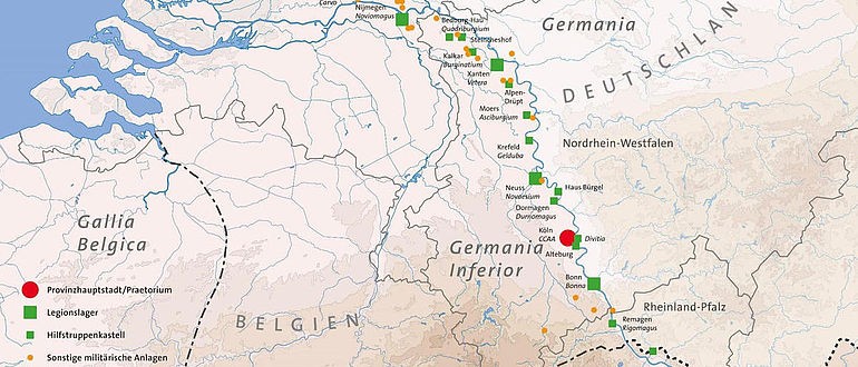 Karte des Niedergermanischen Limes