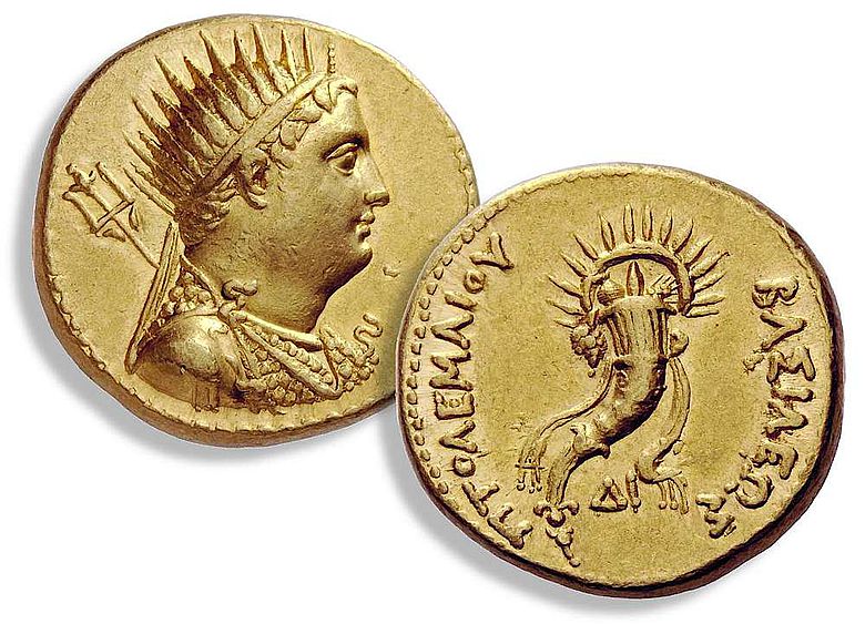 Goldmünze mit dem Porträt Ptomemaios' III.