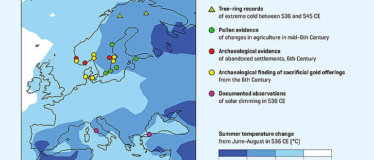 Durchschnittstemperaturen 536 n. Chr.