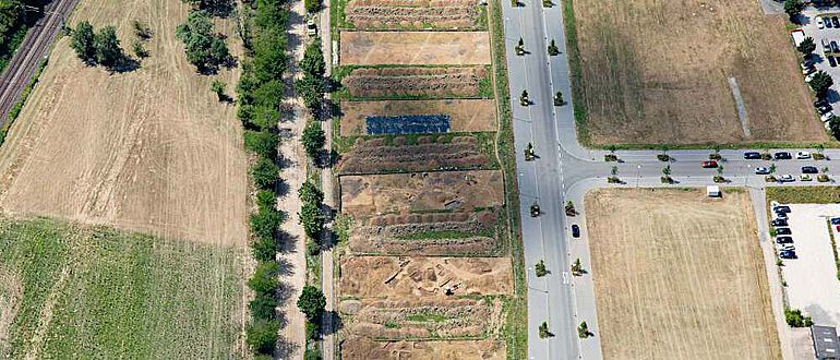 Leinfelden-Echterdingen. Luftbild der nördlichen Grabungsflächen