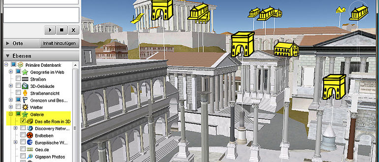 Blick vom Forum Romanum in Google Earth