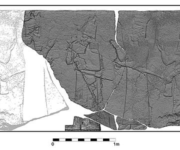 3D-Modell des Reliefs mit Darstellung von König Assurbanipal