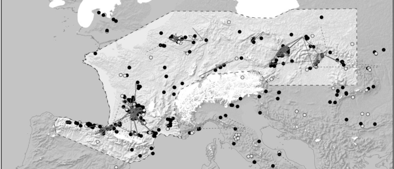 Kartierung der Fundorte, die dem Aurignacien in Europa zugeschrieben werden