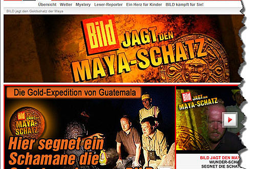 Ausriss aus der Bild.de Website zur Schatzjagd-Aktion