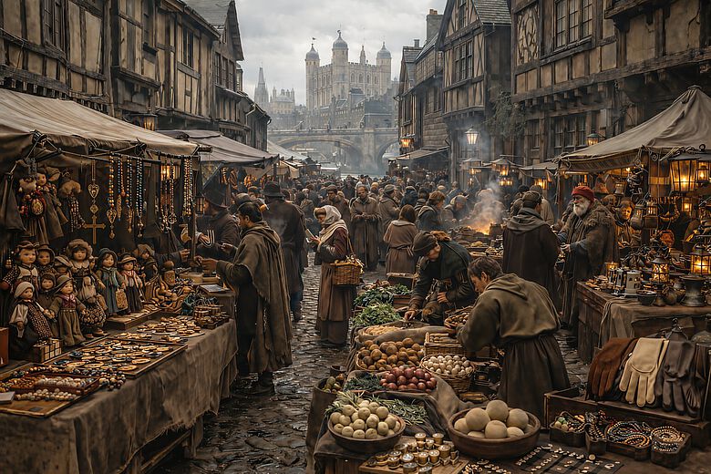 Mittelalterliche Marktszene