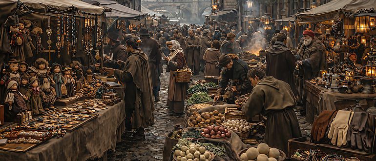 Mittelalterliche Marktszene