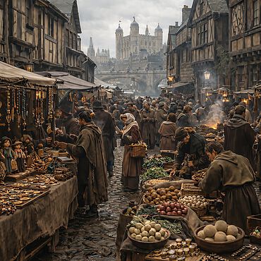 Mittelalterliche Marktszene