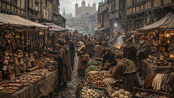 Mittelalterliche Marktszene
