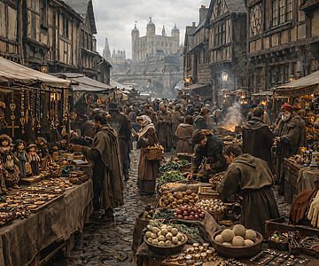 Mittelalterliche Marktszene